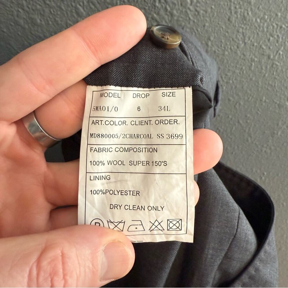 Max Davoli Baroni Gray Slim Fit 100% Wool Suit Size W34/40L - Picture 9 of 11